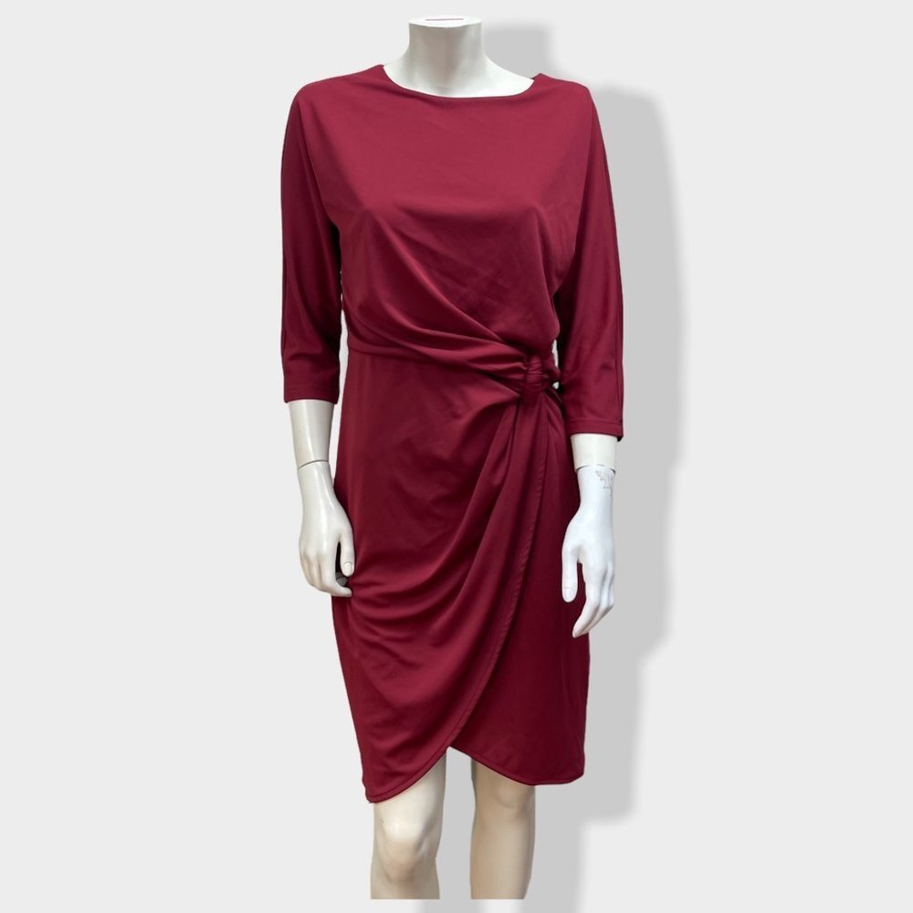 H by Halston Red Side Knot‎ Above Knee Dress